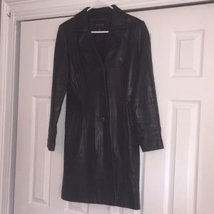 Black leather trench